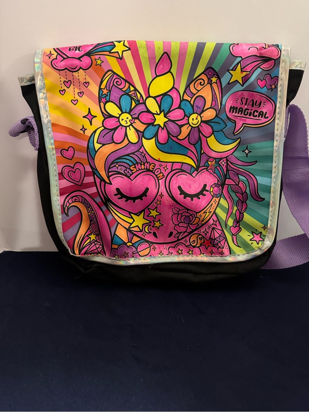 Girls Unicorn Crossbody Bag Stay Magical Dream Big Shine On Messenger Long Strap